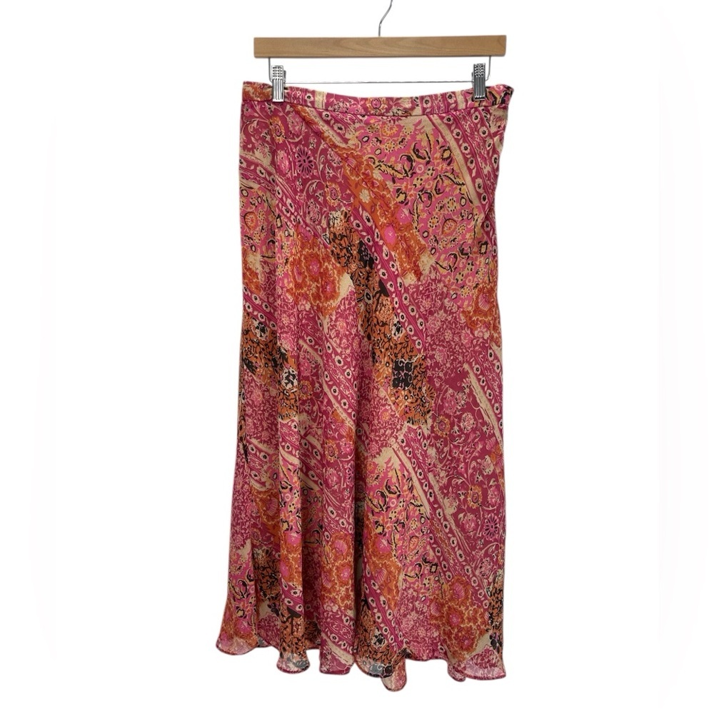 Napa Valley Paisley Midi Skirt Pink Orange Vintage Y2K Whimsical Fae Fairy Sz 12 - Picture 1 of 11